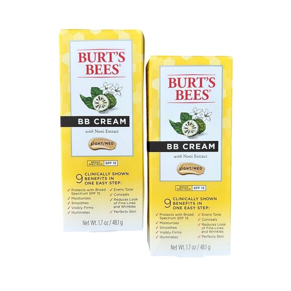 Burt's Bees BB Cream Light Medium Tinted Moisturizer SPF 15 Exp 3/25 LOT of 2 - Picture 1 of 7
